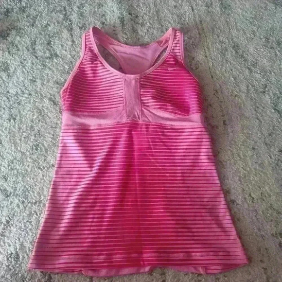 Nike Dri-Fit Womens Pink Racerback Striped Workout Tank M - Picture 7 of 15